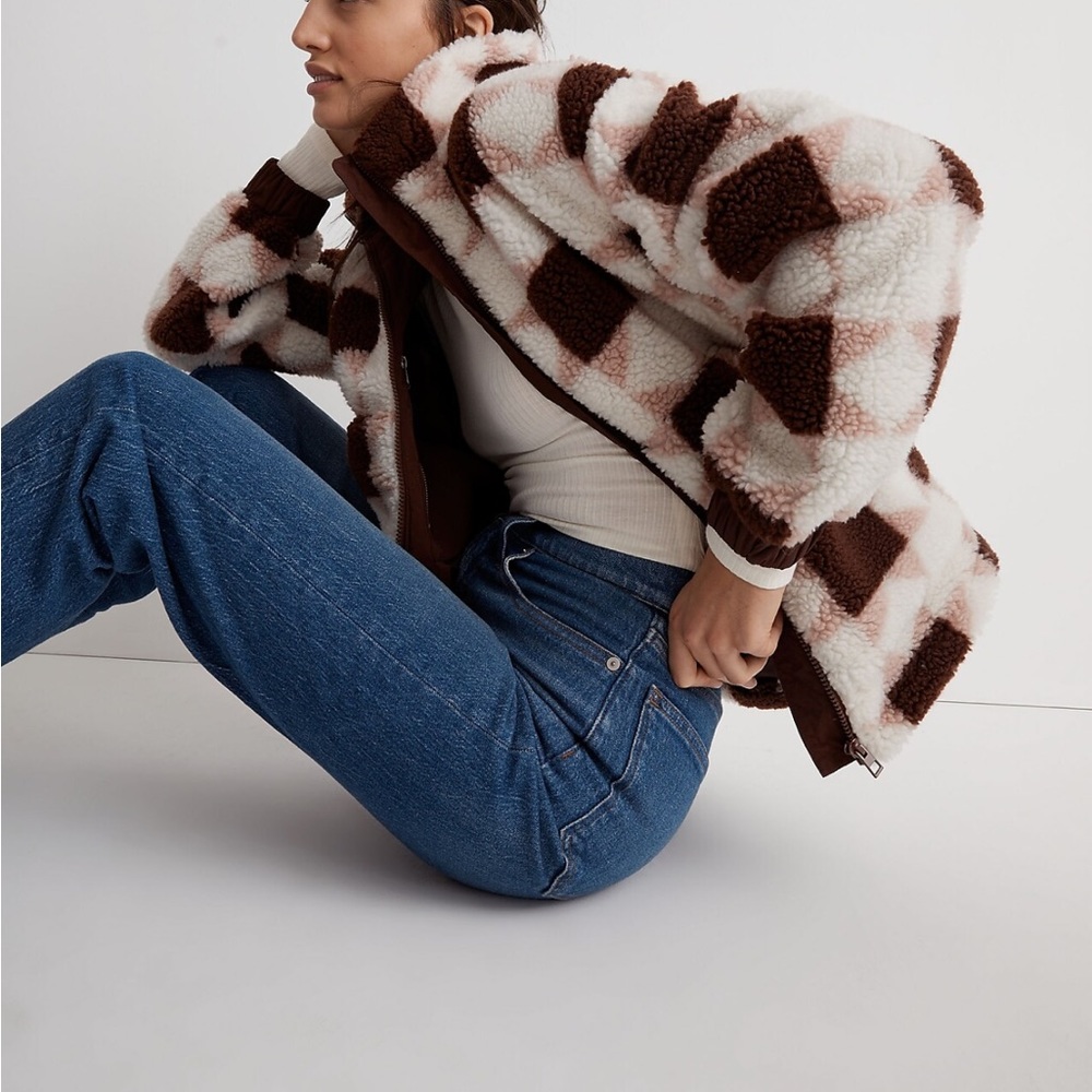 (Re)sourced Sherpa Quilted Bomber Jacket in Patchwork Stars